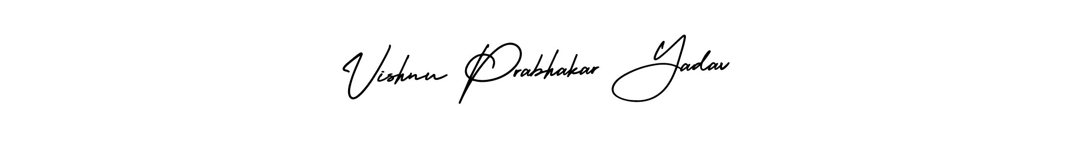 The best way (AmerikaSignatureDemo-Regular) to make a short signature is to pick only two or three words in your name. The name Vishnu Prabhakar Yadav include a total of six letters. For converting this name. Vishnu Prabhakar Yadav signature style 3 images and pictures png