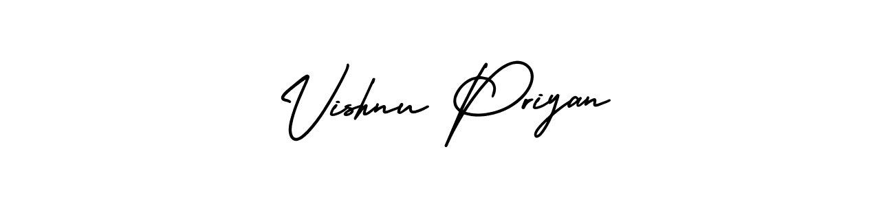This is the best signature style for the Vishnu Priyan name. Also you like these signature font (AmerikaSignatureDemo-Regular). Mix name signature. Vishnu Priyan signature style 3 images and pictures png