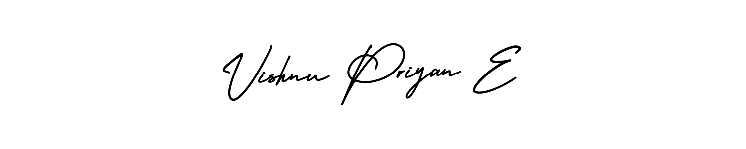 if you are searching for the best signature style for your name Vishnu Priyan E. so please give up your signature search. here we have designed multiple signature styles  using AmerikaSignatureDemo-Regular. Vishnu Priyan E signature style 3 images and pictures png