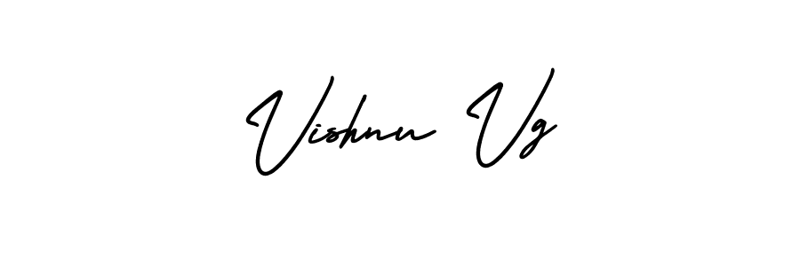 How to make Vishnu Vg name signature. Use AmerikaSignatureDemo-Regular style for creating short signs online. This is the latest handwritten sign. Vishnu Vg signature style 3 images and pictures png