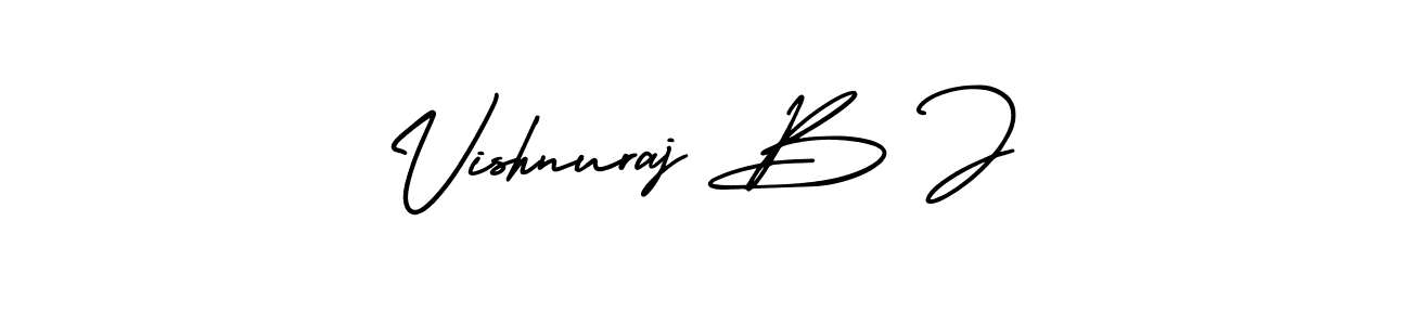 The best way (AmerikaSignatureDemo-Regular) to make a short signature is to pick only two or three words in your name. The name Vishnuraj B J include a total of six letters. For converting this name. Vishnuraj B J signature style 3 images and pictures png