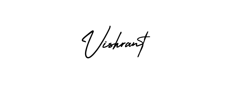 How to make Vishrant signature? AmerikaSignatureDemo-Regular is a professional autograph style. Create handwritten signature for Vishrant name. Vishrant signature style 3 images and pictures png