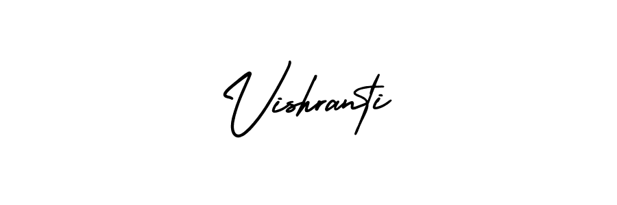 The best way (AmerikaSignatureDemo-Regular) to make a short signature is to pick only two or three words in your name. The name Vishranti include a total of six letters. For converting this name. Vishranti signature style 3 images and pictures png