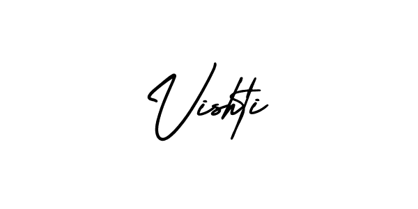 Use a signature maker to create a handwritten signature online. With this signature software, you can design (AmerikaSignatureDemo-Regular) your own signature for name Vishti. Vishti signature style 3 images and pictures png