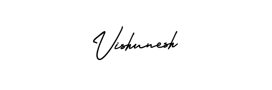 Vishunesh stylish signature style. Best Handwritten Sign (AmerikaSignatureDemo-Regular) for my name. Handwritten Signature Collection Ideas for my name Vishunesh. Vishunesh signature style 3 images and pictures png