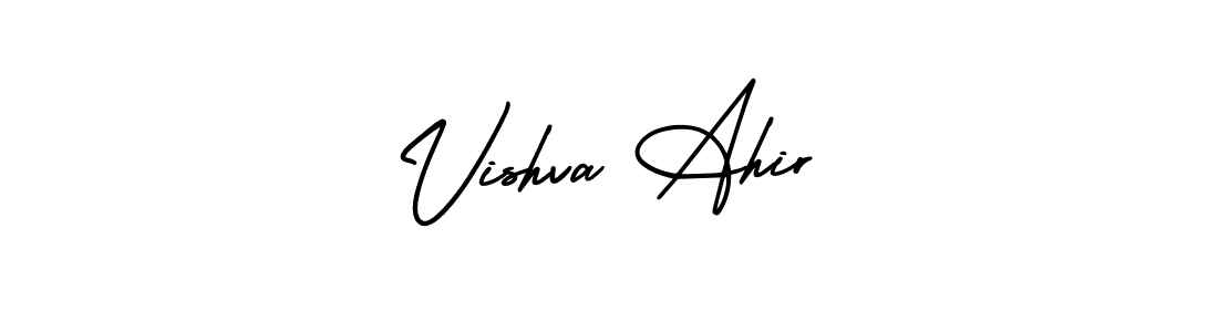 It looks lik you need a new signature style for name Vishva Ahir. Design unique handwritten (AmerikaSignatureDemo-Regular) signature with our free signature maker in just a few clicks. Vishva Ahir signature style 3 images and pictures png