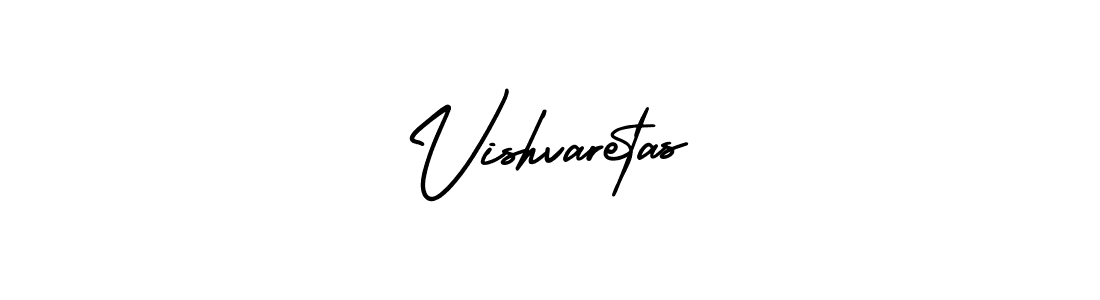 The best way (AmerikaSignatureDemo-Regular) to make a short signature is to pick only two or three words in your name. The name Vishvaretas include a total of six letters. For converting this name. Vishvaretas signature style 3 images and pictures png