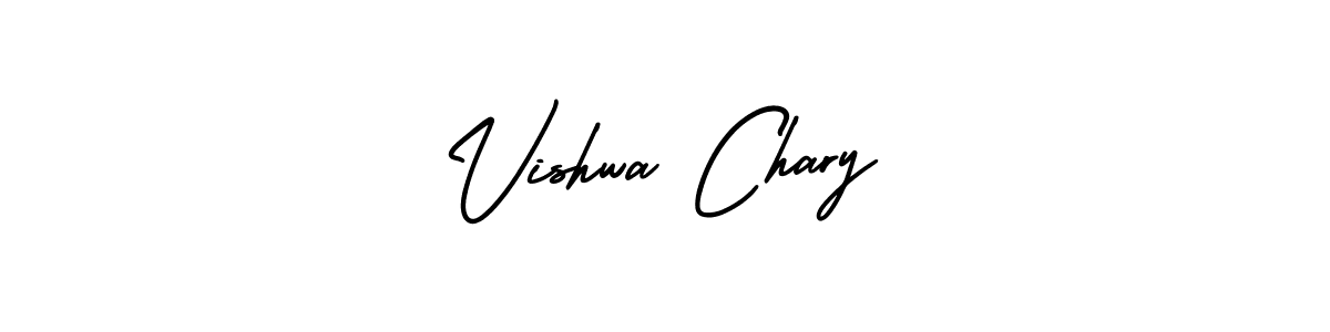 The best way (AmerikaSignatureDemo-Regular) to make a short signature is to pick only two or three words in your name. The name Vishwa Chary include a total of six letters. For converting this name. Vishwa Chary signature style 3 images and pictures png