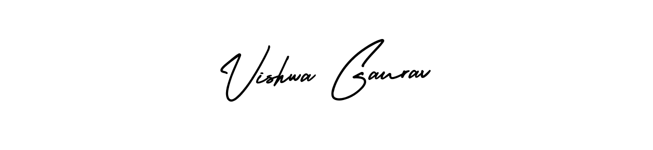 if you are searching for the best signature style for your name Vishwa Gaurav. so please give up your signature search. here we have designed multiple signature styles  using AmerikaSignatureDemo-Regular. Vishwa Gaurav signature style 3 images and pictures png