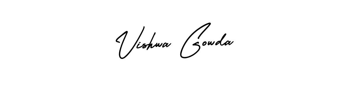 if you are searching for the best signature style for your name Vishwa Gowda. so please give up your signature search. here we have designed multiple signature styles  using AmerikaSignatureDemo-Regular. Vishwa Gowda signature style 3 images and pictures png