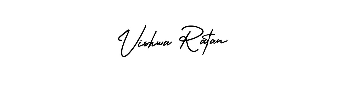 The best way (AmerikaSignatureDemo-Regular) to make a short signature is to pick only two or three words in your name. The name Vishwa Ratan include a total of six letters. For converting this name. Vishwa Ratan signature style 3 images and pictures png