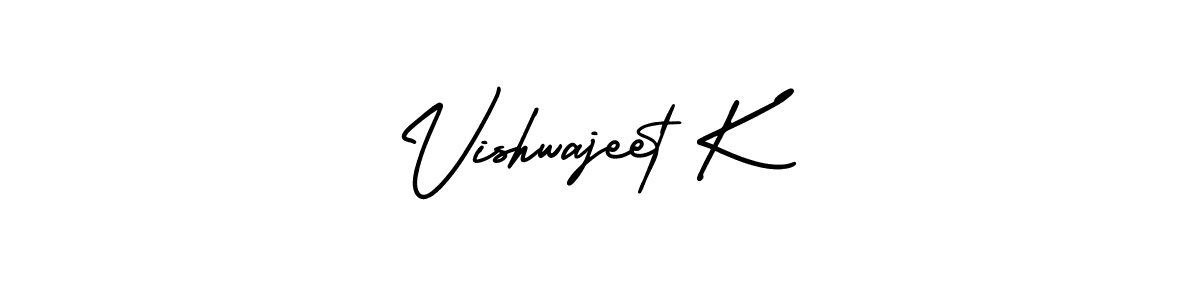 Make a beautiful signature design for name Vishwajeet K. With this signature (AmerikaSignatureDemo-Regular) style, you can create a handwritten signature for free. Vishwajeet K signature style 3 images and pictures png