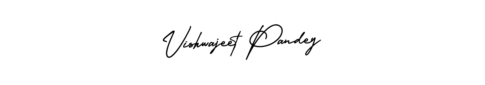 You should practise on your own different ways (AmerikaSignatureDemo-Regular) to write your name (Vishwajeet Pandey) in signature. don't let someone else do it for you. Vishwajeet Pandey signature style 3 images and pictures png