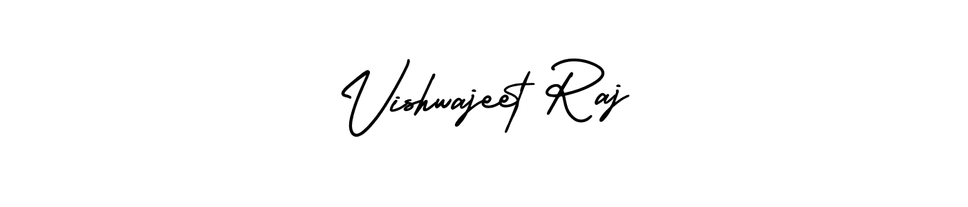 You should practise on your own different ways (AmerikaSignatureDemo-Regular) to write your name (Vishwajeet Raj) in signature. don't let someone else do it for you. Vishwajeet Raj signature style 3 images and pictures png