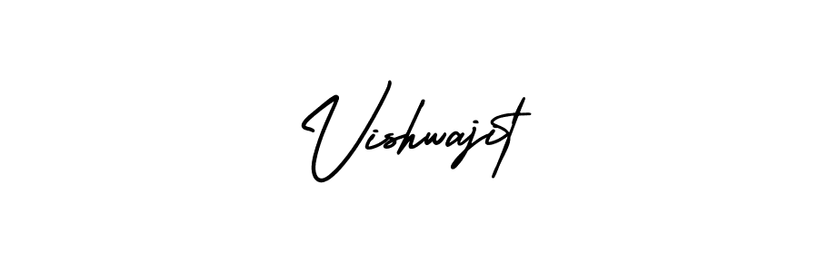 The best way (AmerikaSignatureDemo-Regular) to make a short signature is to pick only two or three words in your name. The name Vishwajit include a total of six letters. For converting this name. Vishwajit signature style 3 images and pictures png