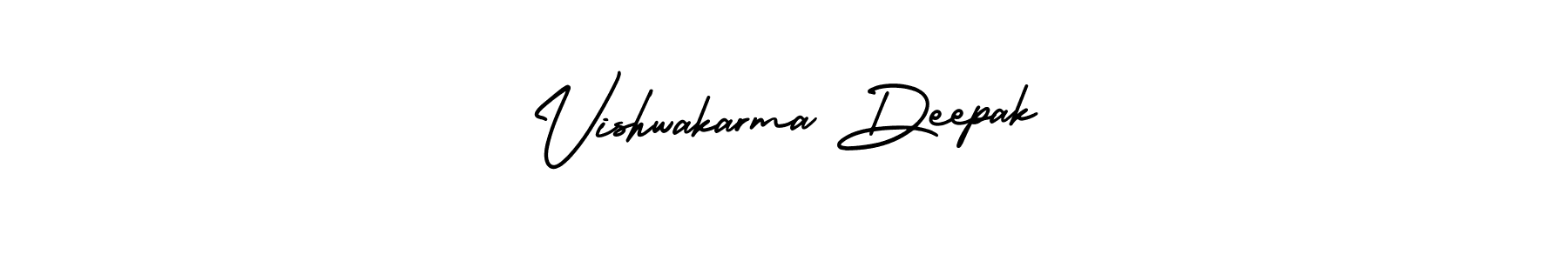 The best way (AmerikaSignatureDemo-Regular) to make a short signature is to pick only two or three words in your name. The name Vishwakarma Deepak include a total of six letters. For converting this name. Vishwakarma Deepak signature style 3 images and pictures png