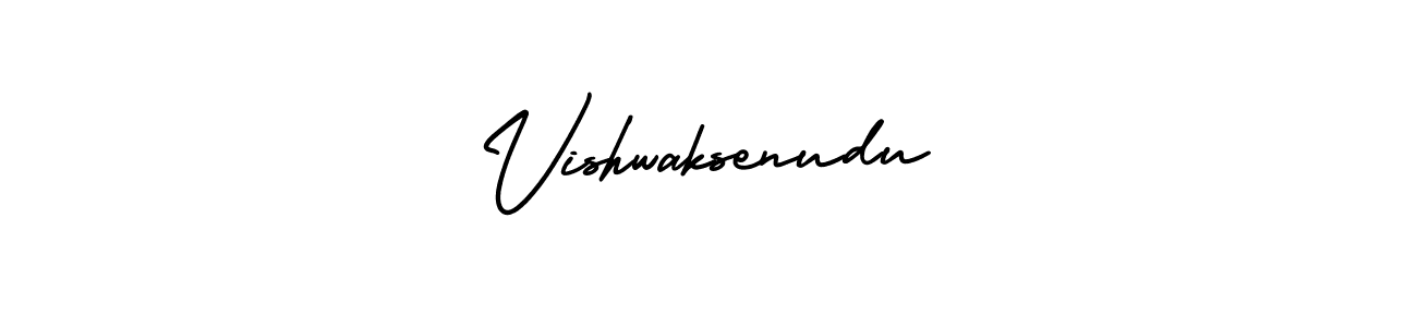 This is the best signature style for the Vishwaksenudu name. Also you like these signature font (AmerikaSignatureDemo-Regular). Mix name signature. Vishwaksenudu signature style 3 images and pictures png