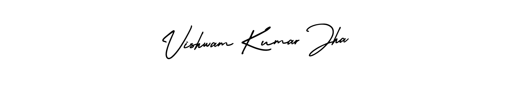 AmerikaSignatureDemo-Regular is a professional signature style that is perfect for those who want to add a touch of class to their signature. It is also a great choice for those who want to make their signature more unique. Get Vishwam Kumar Jha name to fancy signature for free. Vishwam Kumar Jha signature style 3 images and pictures png