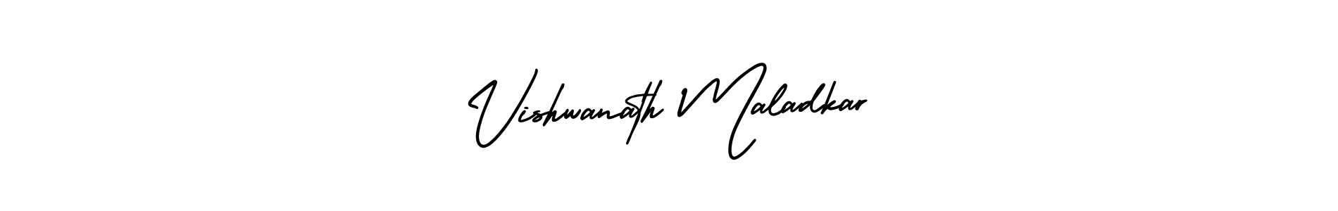 You should practise on your own different ways (AmerikaSignatureDemo-Regular) to write your name (Vishwanath Maladkar) in signature. don't let someone else do it for you. Vishwanath Maladkar signature style 3 images and pictures png