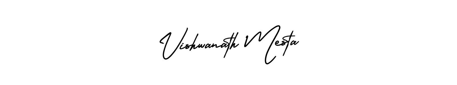 The best way (AmerikaSignatureDemo-Regular) to make a short signature is to pick only two or three words in your name. The name Vishwanath Mesta include a total of six letters. For converting this name. Vishwanath Mesta signature style 3 images and pictures png