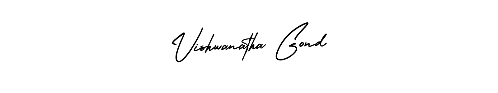 The best way (AmerikaSignatureDemo-Regular) to make a short signature is to pick only two or three words in your name. The name Vishwanatha Gond include a total of six letters. For converting this name. Vishwanatha Gond signature style 3 images and pictures png