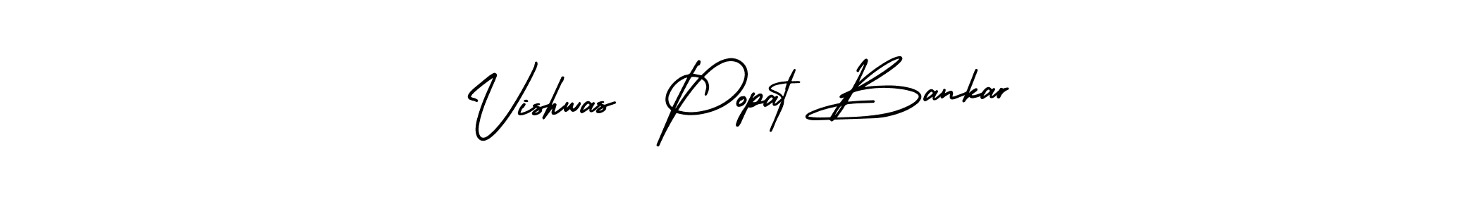 You should practise on your own different ways (AmerikaSignatureDemo-Regular) to write your name (Vishwas  Popat Bankar) in signature. don't let someone else do it for you. Vishwas  Popat Bankar signature style 3 images and pictures png