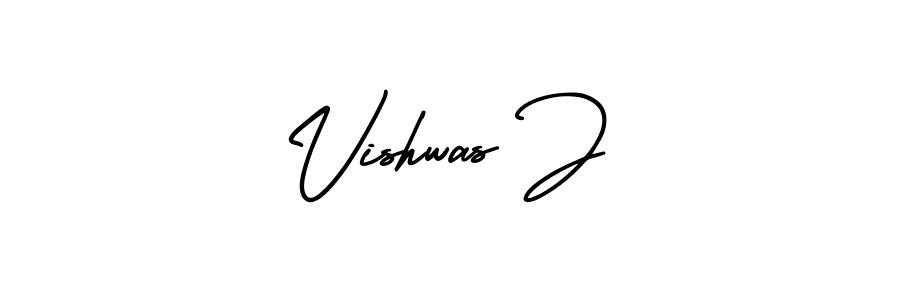 How to make Vishwas J name signature. Use AmerikaSignatureDemo-Regular style for creating short signs online. This is the latest handwritten sign. Vishwas J signature style 3 images and pictures png