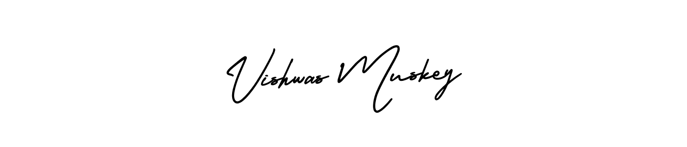 Make a beautiful signature design for name Vishwas Muskey. With this signature (AmerikaSignatureDemo-Regular) style, you can create a handwritten signature for free. Vishwas Muskey signature style 3 images and pictures png