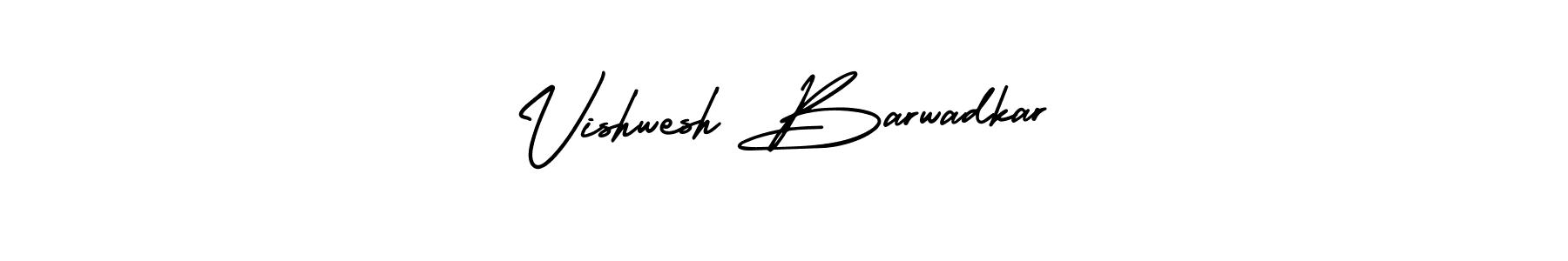 You should practise on your own different ways (AmerikaSignatureDemo-Regular) to write your name (Vishwesh Barwadkar) in signature. don't let someone else do it for you. Vishwesh Barwadkar signature style 3 images and pictures png