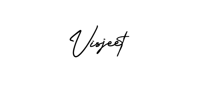 How to make Visjeet name signature. Use AmerikaSignatureDemo-Regular style for creating short signs online. This is the latest handwritten sign. Visjeet signature style 3 images and pictures png