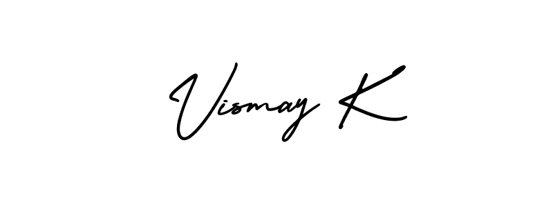 The best way (AmerikaSignatureDemo-Regular) to make a short signature is to pick only two or three words in your name. The name Vismay K include a total of six letters. For converting this name. Vismay K signature style 3 images and pictures png