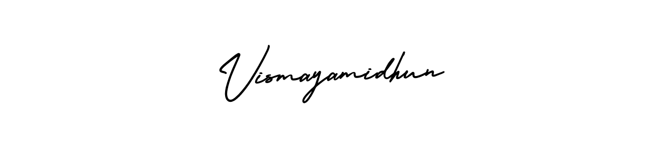 if you are searching for the best signature style for your name Vismayamidhun. so please give up your signature search. here we have designed multiple signature styles  using AmerikaSignatureDemo-Regular. Vismayamidhun signature style 3 images and pictures png