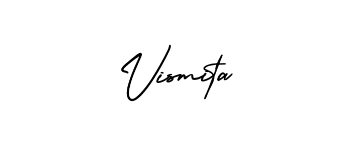 The best way (AmerikaSignatureDemo-Regular) to make a short signature is to pick only two or three words in your name. The name Vismita include a total of six letters. For converting this name. Vismita signature style 3 images and pictures png