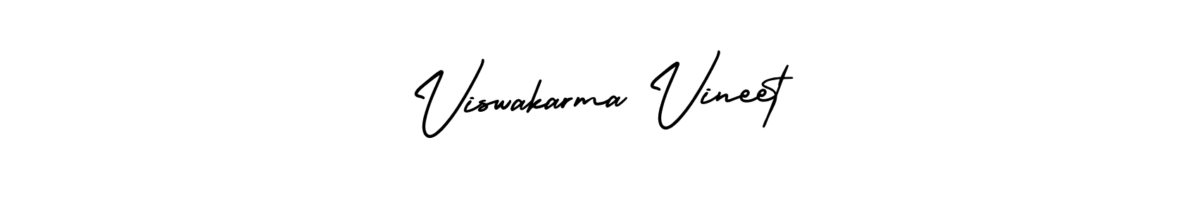 The best way (AmerikaSignatureDemo-Regular) to make a short signature is to pick only two or three words in your name. The name Viswakarma Vineet include a total of six letters. For converting this name. Viswakarma Vineet signature style 3 images and pictures png