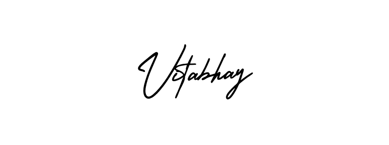 The best way (AmerikaSignatureDemo-Regular) to make a short signature is to pick only two or three words in your name. The name Vitabhay include a total of six letters. For converting this name. Vitabhay signature style 3 images and pictures png