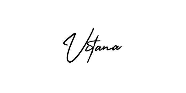 You should practise on your own different ways (AmerikaSignatureDemo-Regular) to write your name (Vitana) in signature. don't let someone else do it for you. Vitana signature style 3 images and pictures png