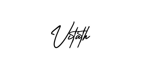 You should practise on your own different ways (AmerikaSignatureDemo-Regular) to write your name (Vitath) in signature. don't let someone else do it for you. Vitath signature style 3 images and pictures png