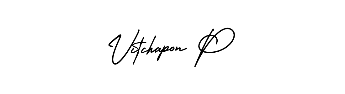 Make a beautiful signature design for name Vitchapon P. With this signature (AmerikaSignatureDemo-Regular) style, you can create a handwritten signature for free. Vitchapon P signature style 3 images and pictures png