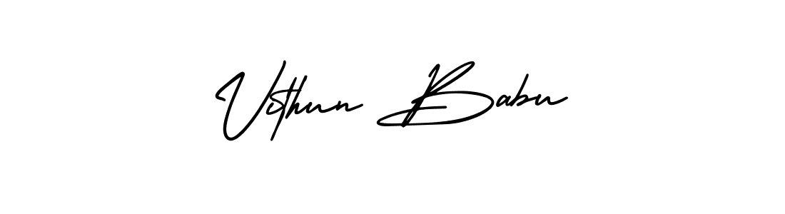 Vithun Babu stylish signature style. Best Handwritten Sign (AmerikaSignatureDemo-Regular) for my name. Handwritten Signature Collection Ideas for my name Vithun Babu. Vithun Babu signature style 3 images and pictures png
