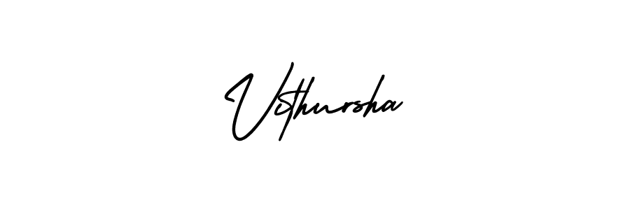 You should practise on your own different ways (AmerikaSignatureDemo-Regular) to write your name (Vithursha) in signature. don't let someone else do it for you. Vithursha signature style 3 images and pictures png
