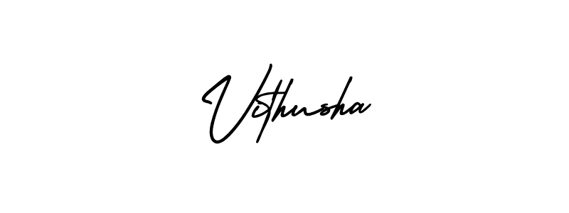The best way (AmerikaSignatureDemo-Regular) to make a short signature is to pick only two or three words in your name. The name Vithusha include a total of six letters. For converting this name. Vithusha signature style 3 images and pictures png