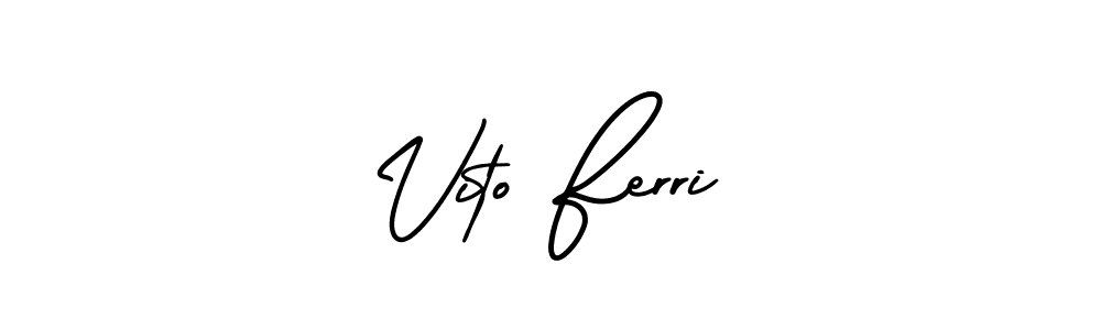 This is the best signature style for the Vito Ferri name. Also you like these signature font (AmerikaSignatureDemo-Regular). Mix name signature. Vito Ferri signature style 3 images and pictures png