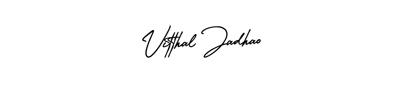 The best way (AmerikaSignatureDemo-Regular) to make a short signature is to pick only two or three words in your name. The name Vitthal Jadhao include a total of six letters. For converting this name. Vitthal Jadhao signature style 3 images and pictures png