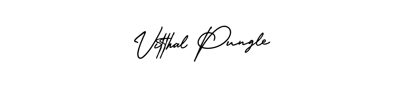 You should practise on your own different ways (AmerikaSignatureDemo-Regular) to write your name (Vitthal Pungle) in signature. don't let someone else do it for you. Vitthal Pungle signature style 3 images and pictures png
