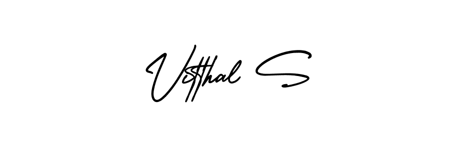 You should practise on your own different ways (AmerikaSignatureDemo-Regular) to write your name (Vitthal S) in signature. don't let someone else do it for you. Vitthal S signature style 3 images and pictures png