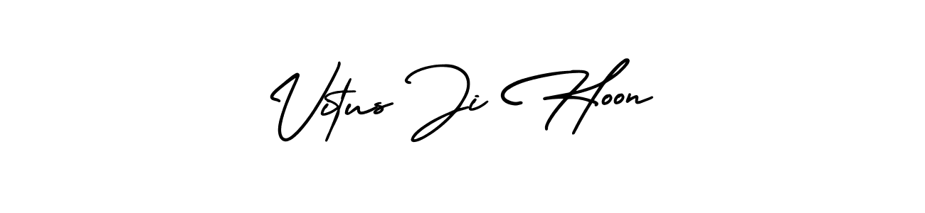 How to make Vitus Ji Hoon name signature. Use AmerikaSignatureDemo-Regular style for creating short signs online. This is the latest handwritten sign. Vitus Ji Hoon signature style 3 images and pictures png