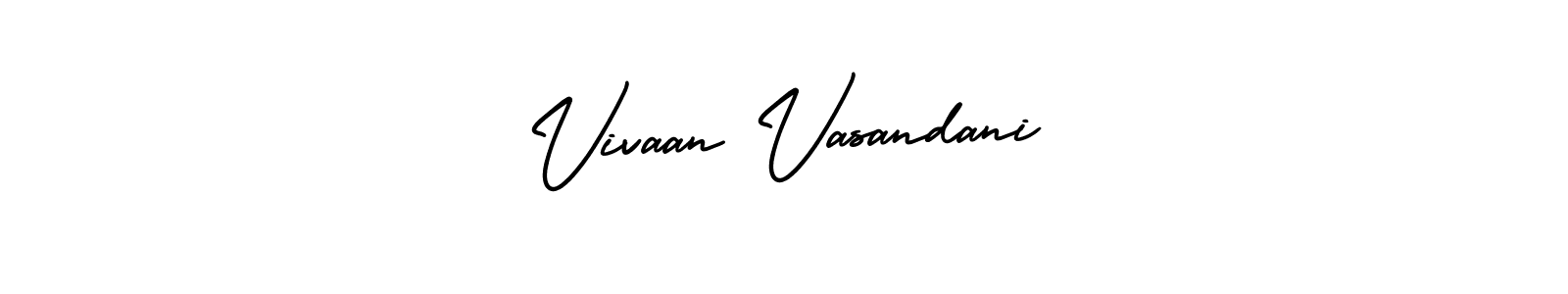The best way (AmerikaSignatureDemo-Regular) to make a short signature is to pick only two or three words in your name. The name Vivaan Vasandani include a total of six letters. For converting this name. Vivaan Vasandani signature style 3 images and pictures png