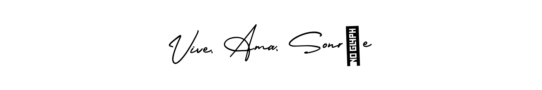 if you are searching for the best signature style for your name Vive, Ama, Sonríe. so please give up your signature search. here we have designed multiple signature styles  using AmerikaSignatureDemo-Regular. Vive, Ama, Sonríe signature style 3 images and pictures png