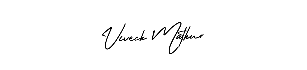 You should practise on your own different ways (AmerikaSignatureDemo-Regular) to write your name (Viveck Mathur) in signature. don't let someone else do it for you. Viveck Mathur signature style 3 images and pictures png