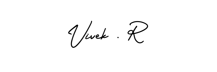 Similarly AmerikaSignatureDemo-Regular is the best handwritten signature design. Signature creator online .You can use it as an online autograph creator for name Vivek . R. Vivek . R signature style 3 images and pictures png